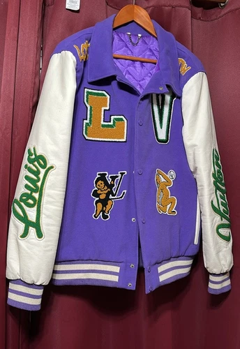 LOUIS VUITTON（LV） Giacca uomo Luis Vuitton Virgil pelle multi toppa Varsity XL