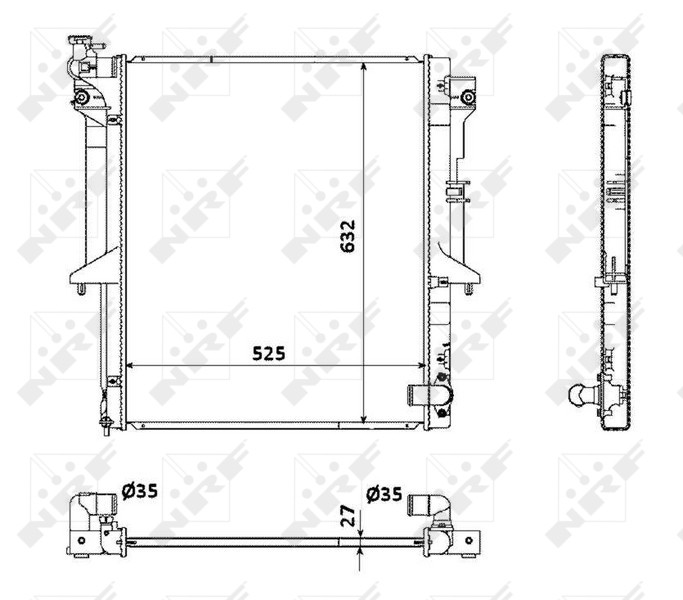 NRF 53908 Radiator, engine cooling for MITSUBISHI
