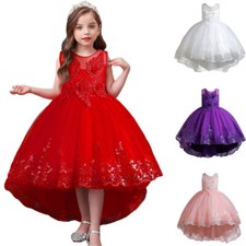 Kids Girls Flower Tutu Dress Princess Pageant Wedding Prom Christmas Formal Gown