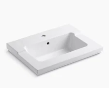 Kohler Tresham Bathroom Sink Vanity Top 1 Faucet Hole in White 2979-1-0 