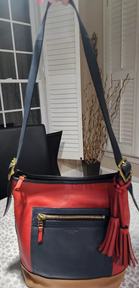 Coach leather legacy colorblock duffle women bag excellent preowned condition