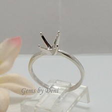 4, 5, 6, 7 or 8mm Round 4-Prong Deep Vee Sterling Silver Ring Setting Size 4-8 