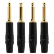 4PCS 1/4" 6.35mm Straight Guitar Silent Plug Gold Plated Mono Audio Connector