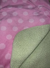 Circo Pink Plush w Pink Polka Dots & Green Sherpa Backing Baby Girl Blanket