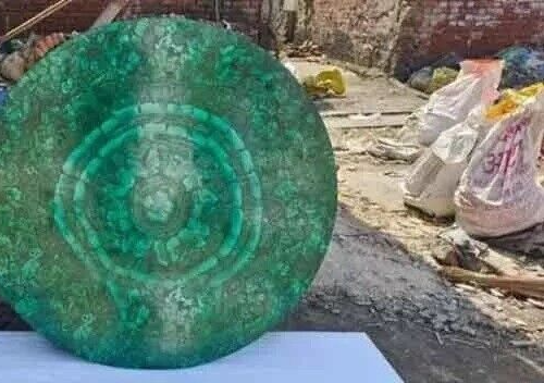 Tavolino da caffè 24" rotondo casuale estremità pietra malachite piano ingresso scrivania deco - Foto 4 di 6