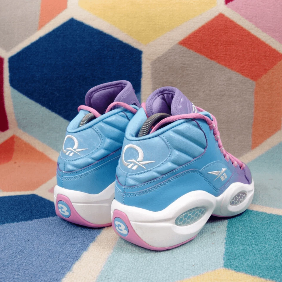 Reebok Question Mid Easter Violet Pink Blue Sneakers V72789 Girls Size 7US - Image 2 of 4