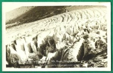 Crevasses in Eliot Glaser Mt. Hood Oregon Vintage July 1935 Real Photo Postcard