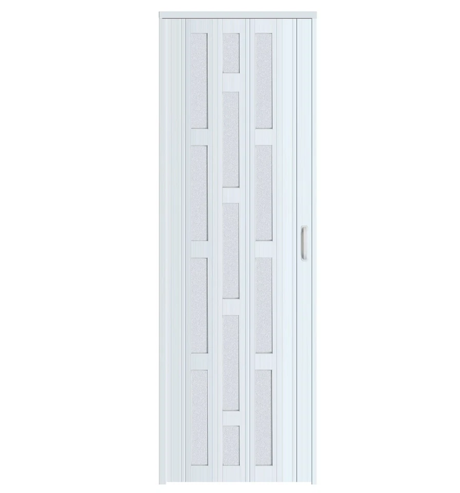 Puerta acordeón PVC con vidrio acrílico esmerilado, herrajes de instalación incluidos Foto 2 de 4