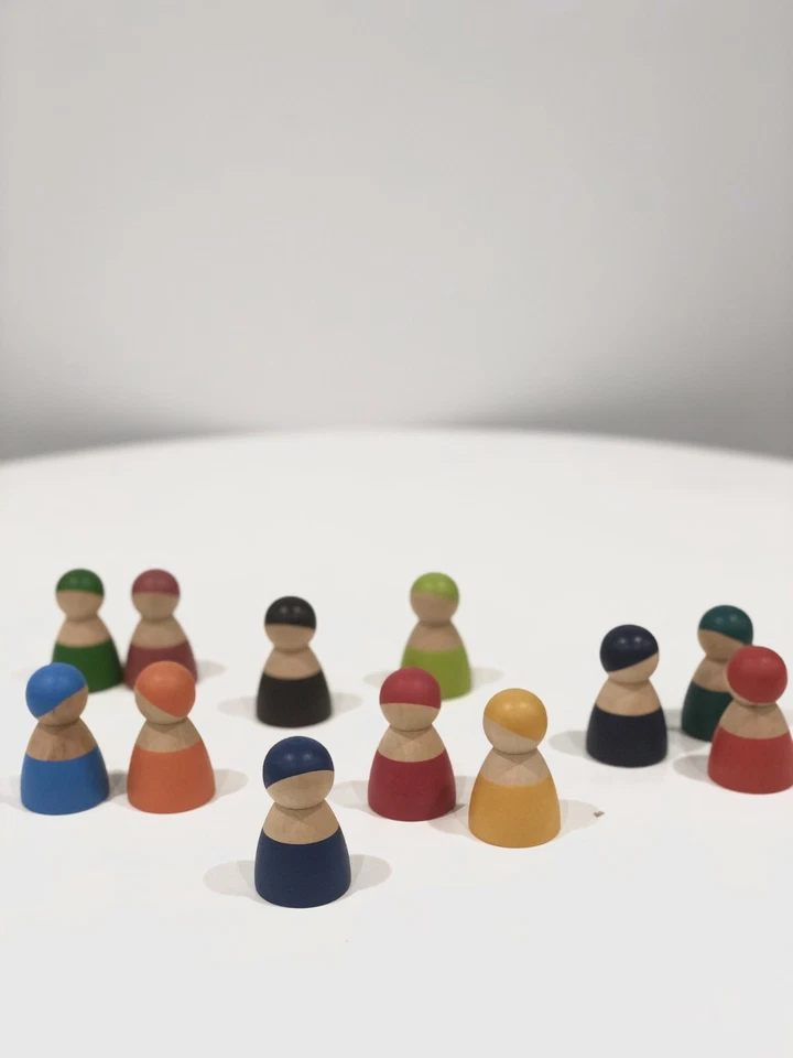 12pcs Montessori Wooden Rainbow Peg Dolls, Matching Toy of Rainbow Stacking Toy - image 2 of 2