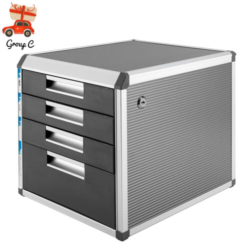 4 Layers Desktop Drawer Organizer Home Office Books File Locking Storage Cabinet