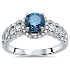 2.2Ct Round Blue Sapphire Halo Anniversary Engagement Ring 14k White Gold Over