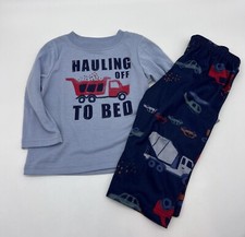 NEW CARTERS BOYS 12M 2 PIECE PAJAMA SET DUMPTRUCK HELICOPTER CONSTRUCTION