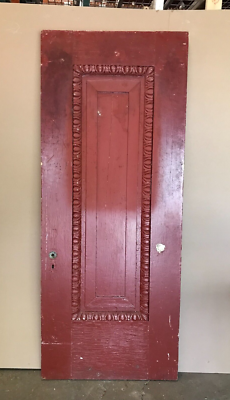 1 Antique Exterior Red 33x80 Vintage Solid Wood Greek Revival Door
