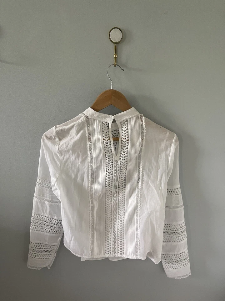 Banana Republic Long Sleeve Cotton Lace Detail Blouse -XS -NWT — 第 4/4 张图片