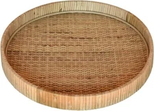 HomArt 5219-0 Cayman Large Tray, 13.50-inch Diameter, Natural, Rattan,Trays