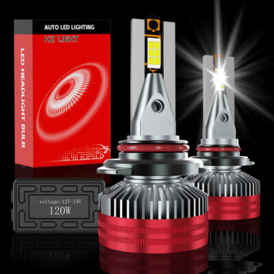 9005 Led Headlight Bulbs Kit High Low Beam Super Bright 6500K 40000lm 120w x2