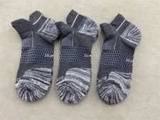 3 Pairs Bombas Men's Gray Ankle Sock Honeycomb Running Socks Size L