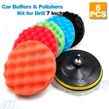 8PCS 7 INCH Polishing Waxing Pad Sponge Buff Buffing Kit Set For Car Polisher US