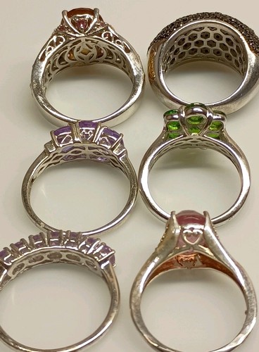 Silver .925 Gemstones Multiple Styles And Shapes STS Quantity 6 Size 7 And 9 - Picture 6 of 19