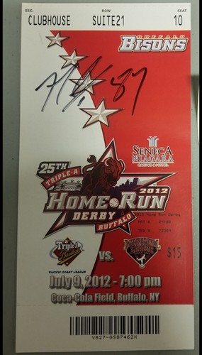 Rob Gronkowski Autographed Signed Buffalo Bisons NE Patriots Home Run Derby Ticket JSA 