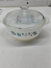 Vtg MCM Anchor Hocking White Milk Glass BLUE HEAVEN W/lid  1-Qt Casserole Royal