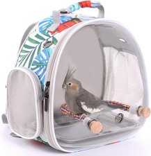 Bird Carrier Backpack Portable Travel Cage with Perch for Small Birds Parakeets