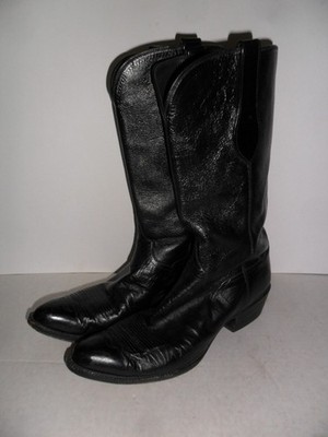 J.B. Hill Custom Cowboy Boots Black Leather Western Boot Handmade Excellent 1999