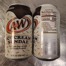 🚨 New Limited Edition A&W Ice Cream Sundae Sweet Root Beer Soda x2 12.oz Cans