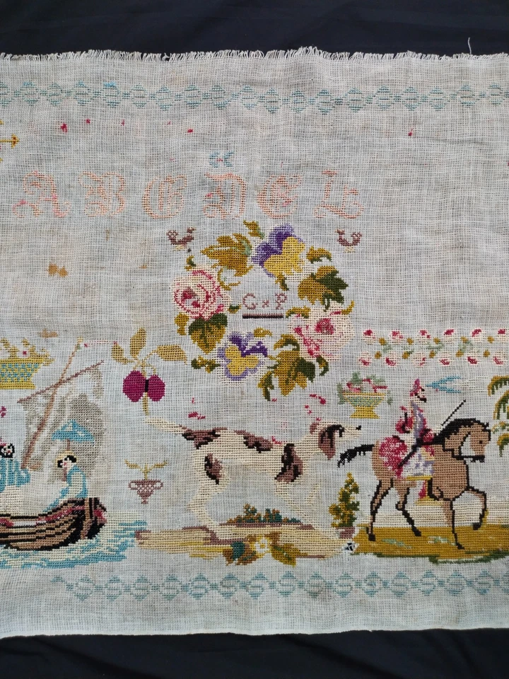 vintage embroidery alphabets sampler needlework textile sampler A113 - Image 4 of 4