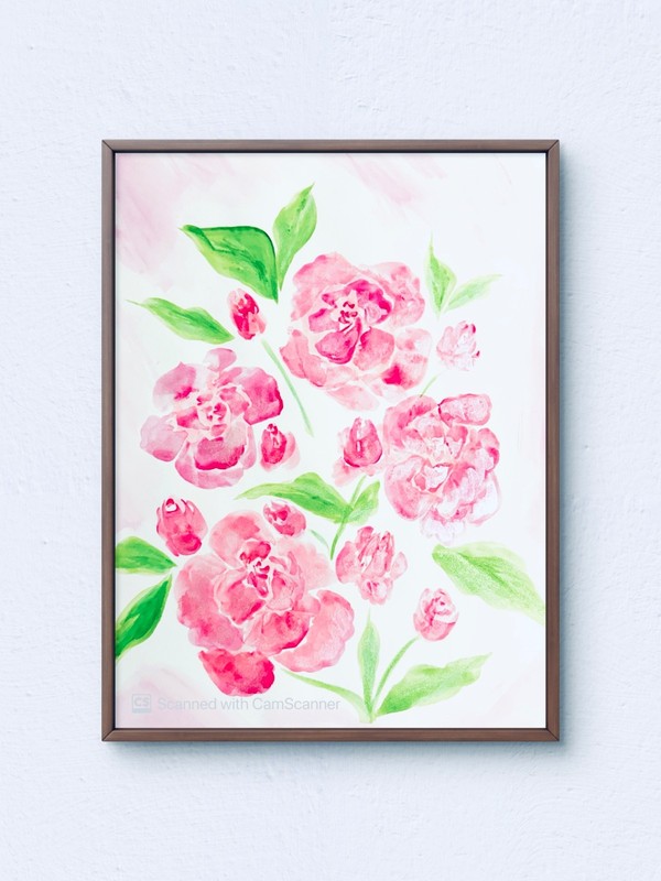 Original Painting 11x14 Floral Flowers Acrylic Art on Paper Signed Unique Decor