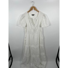 Quince Womens 100% European Linen Tiered Maxi Dress M White Minimalist Capsule