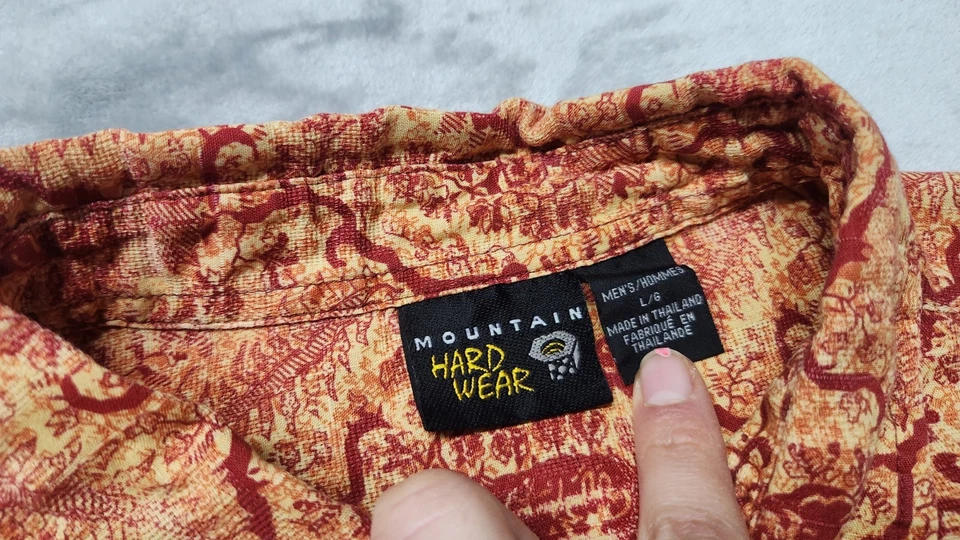 Mountain Hardware Mens L Red Yellow Button Up Hiking Camping Outdoor Shirt - Image 4 of 4