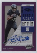 2018 Contenders Optic Rookie Ticket Purple Prizm 25/99 Gus Edwards Auto 0os1