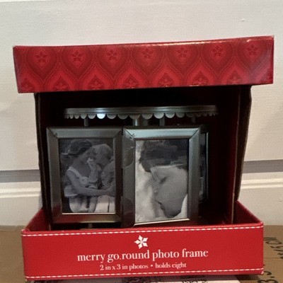 Target Metal Merry Go Round Photo Frame, Holds 8 2x3 Photos, Gray 6in