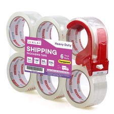 Heavy Duty Transparent Packing Tape,6 Rolls with Refillable Dispenser,Industr...