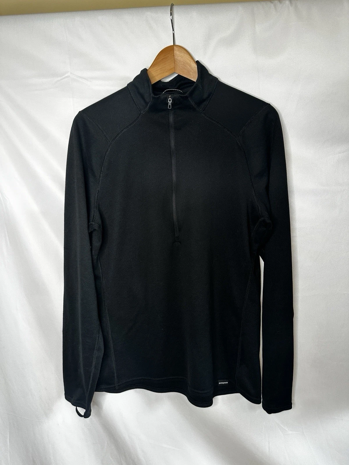 Patagonia Capilene 3 Top 1/4 Zip Shirt Med Black Midweight L/S Base Layer Mens