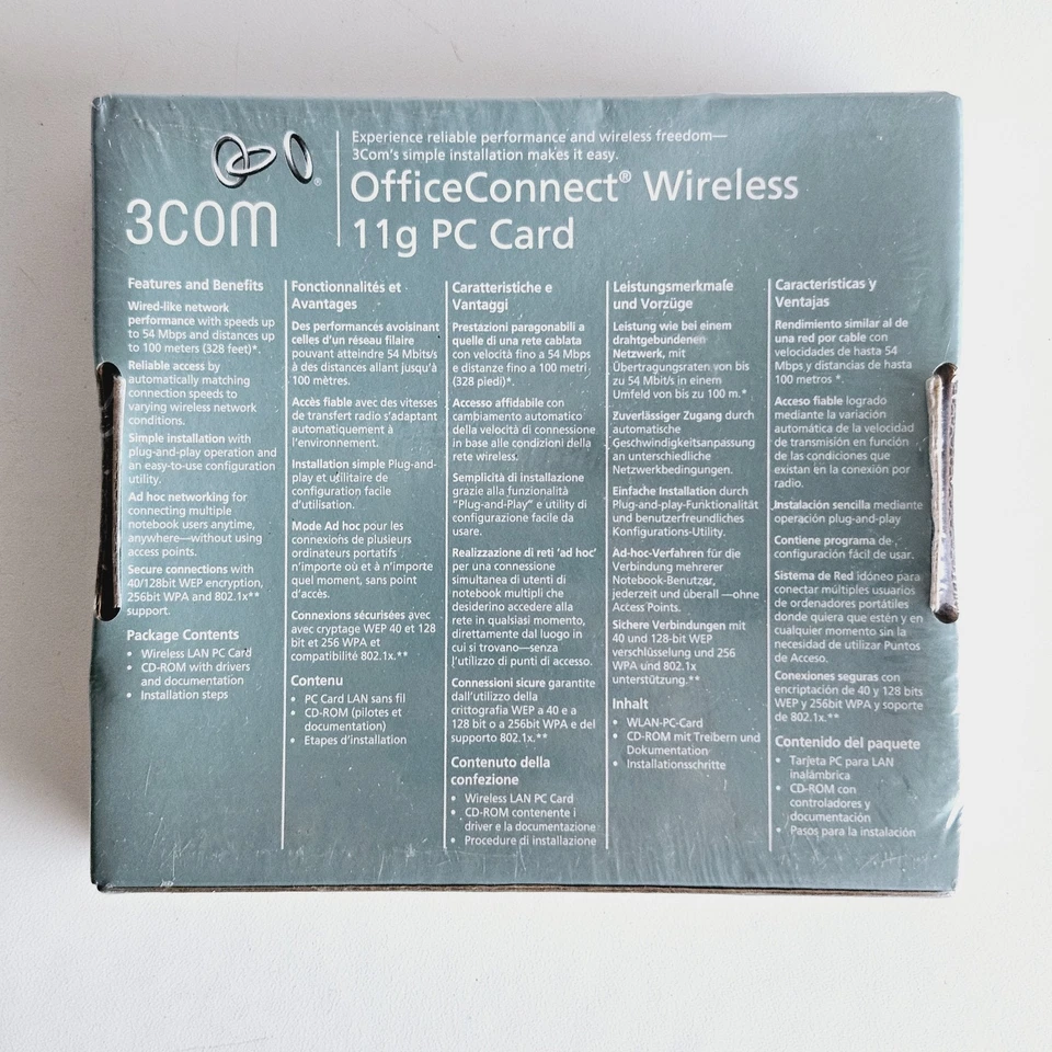 3Com OfficeConnect 3CRWE154G72 Wireless 11g PC Card Silver Black 802.11g 54Mbps - Image 2 of 4