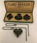 Wagner Cast Iron Crisp Card Patty Molds Set In Original Box W/ 2 Handles 1907
