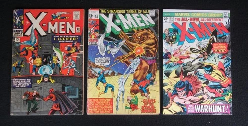 Lot of 3 VINTAGE Marvel Comic Books: X-Men #20 ©1966, #65 ©1969, #95 ©1975