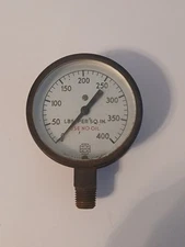 US Gauge Co Company AD-9947 2 1/2" Diameter 0-400 lbs Pressure Gauge Vintage