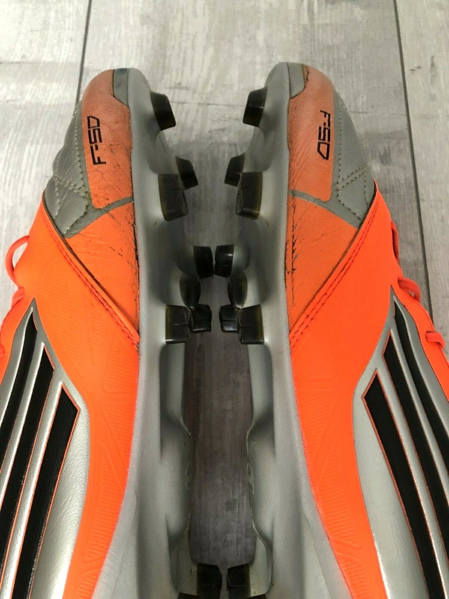 Adidas F50 Adizero FG Orange Silver Leather Football Cleats Adidas F50 Adizero FG Orange Silver Leather Football Cleats