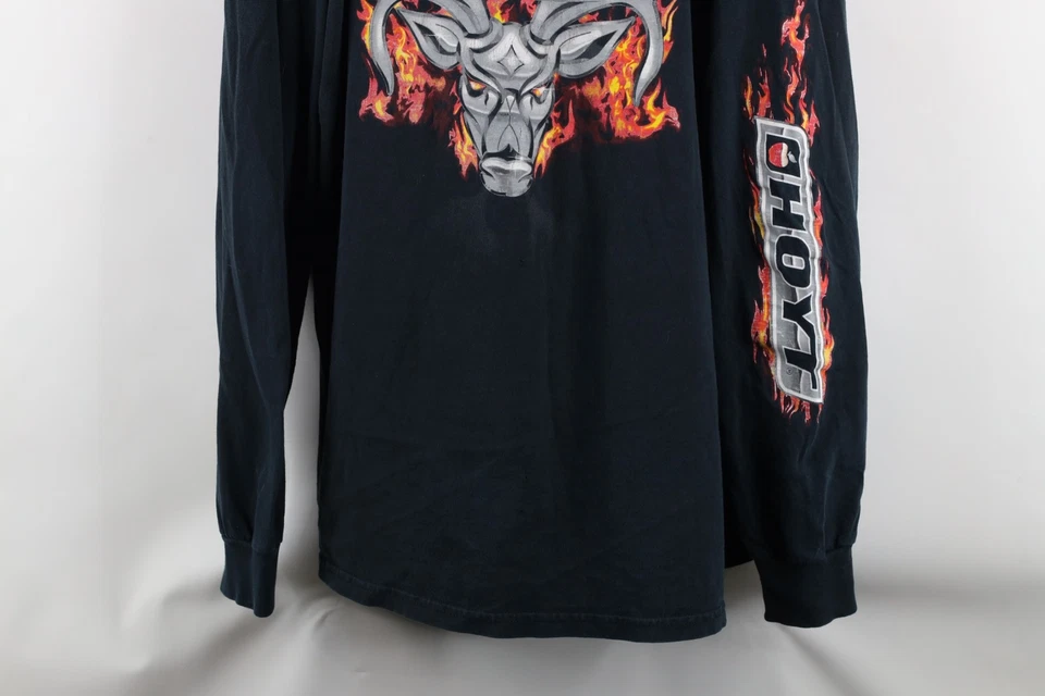 Винтажная мужская футболка с длинным рукавом Team Hoyt Hunting XL Faded Spell Out Fire Flames - Изображение 3 из 4