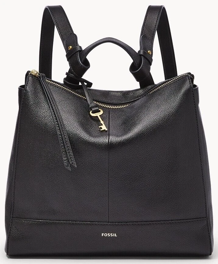 Fossil Elina Black Leather Convertible Backpack SHB2979001 NWT 250 Retail FS