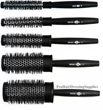 Head Jog Heat Retaining SILVER Barrel Round Radial Hair Brush - 07 12 13 15 16 