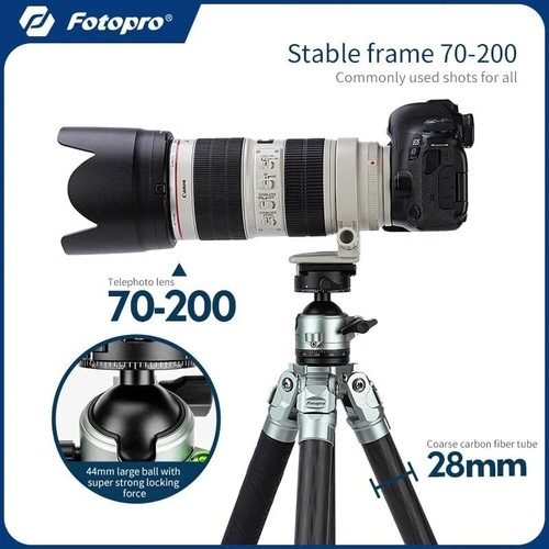 Fotopro Carbon Fiber Travel Tripod w Ball Head for 70-200 Lens, Outdoor Shooting - Picture 4 of 9