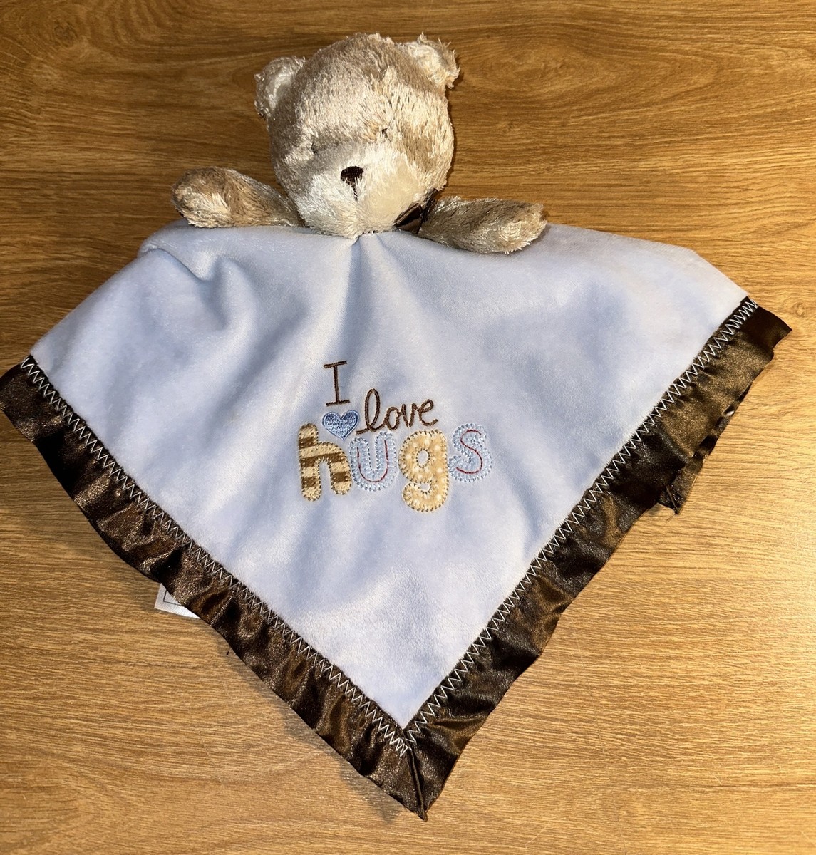 Carters Child Of Mine I Love Hugs Lovey Blue Fleece Brown Trim