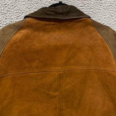 Vtg Brooks Brothers Leather Bomber Jacket Mens L Brown Retro