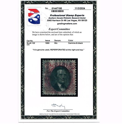 EXCELLENT GENUINE SCOTT #122 VF-XF USED PICTORIAL ISSUE CLEAR G-GRILL ...