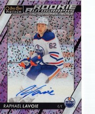 2023-24 OPC Platinum Rookie Autographs Violet Pixels #RRL Raphael Lavoie /99