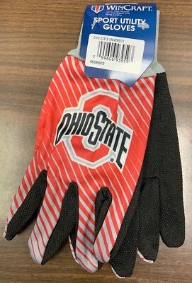 OHIO STATE BUCKEYES STRIPED UTILITY GRIPPER DOTS GLOVES NEW WINCRAFT 👀 